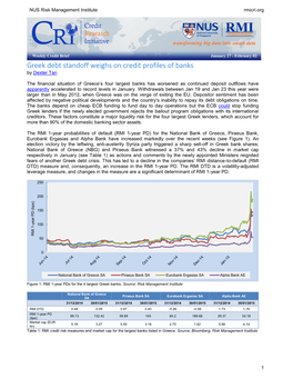 Greek Debt Standoff Weighs on Credit Profiles of Banks by Dexter Tan