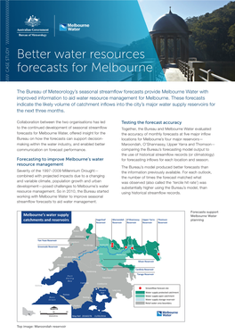 Better Water Resources Forecasts for Melbourne