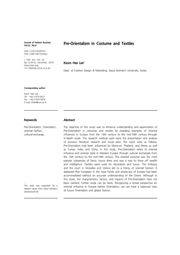 Pre-Orientalism in Costume and Textiles — ISSN 1229-3350(Print) ISSN 2288-1867(Online) — J