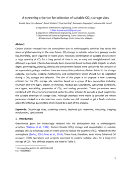 A Screening Criterion for Selection of Suitable CO2 Storage Sites