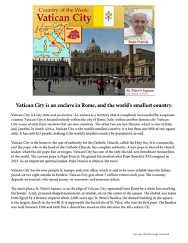 Vatican City Is an Enclave in Rome, and the World's Smallest Country