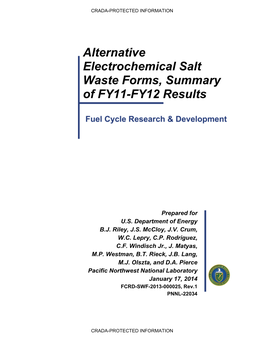 Alternative Electrochemical Salt Waste Forms, Summary of FY11-FY12 Results