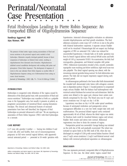 Perinatal/Neonatal Case Presentation &&&&&&&&&&&&&& Fetal Hydrocolpos Leading to Pierre Robin Sequence: an Unreported Effect of Oligohydramnios Sequence