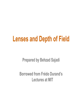 Lenses and Depth of Field
