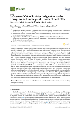 Influence of Cathodic Water Invigoration on the Emergence And