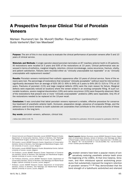 A Prospective Ten-Year Clinical Trial of Porcelain Veneers
