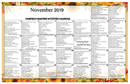 Fairfield Parkview Activities Calendar