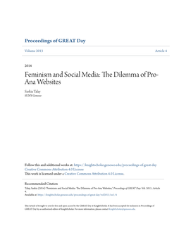 Feminism and Social Media: the Dilemma of Pro-Ana Websites,