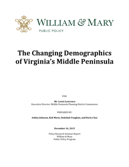 The Changing Demographics of Virginia's Middle Peninsula