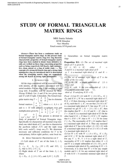 Study of Formal Triangular Matrix Rings