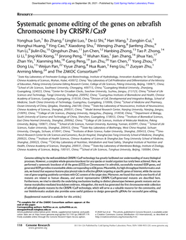 Systematic Genome Editing of the Genes on Zebrafish Chromosome 1 by CRISPR/Cas9