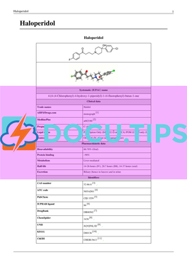 Haloperidol 1 Haloperidol