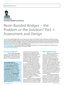 Resin-Bonded Bridges − the Problem Or the Solution? Part 1: Assessment and Design