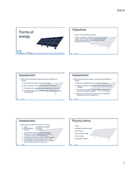 Forms of Energy: Kinetic Energy, Gravitational Potential Energy, Elastic Potential Energy, Electrical Energy, Chemical Energy, and Thermal Energy