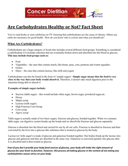 Carbs Healthy Or