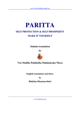 Paritta Self Protection & Self Prosperity Make It Yourself