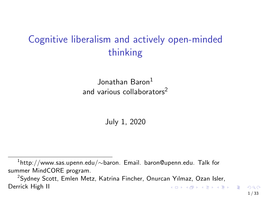 Cognitive Liberalism and Actively Open-Minded Thinking