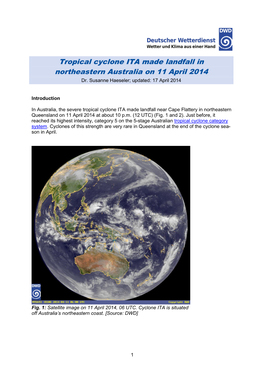 Tropical Cyclone ITA Made Landfall in Northeastern Australia on 11 April 2014 Dr
