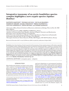 Integrative Taxonomy of an Arctic Bumblebee Species Complex