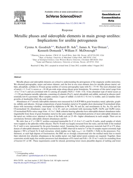 Metallic Phases and Siderophile Elements in Main Group Ureilites: Implications for Ureilite Petrogenesis