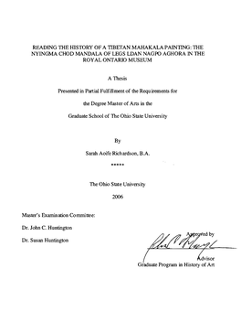 Reading the History of a Tibetan Mahakala Painting: the Nyingma Chod Mandala of Legs Ldan Nagpo Aghora in the Roy Al Ontario Museum