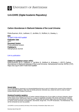 Carbon Abundances in Starburst Galaxies of the Local Universe