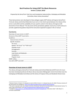 Contents Overview of Music Terms in LCGFT