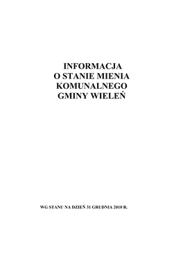 Informacja O Stanie Mienia Komunalnego Gminy Wieleń