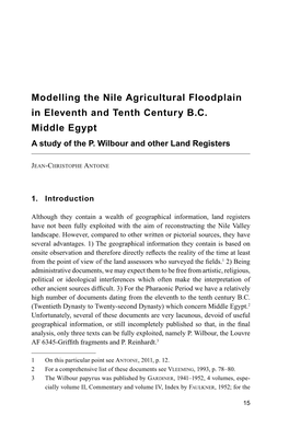 Modelling the Nile Agricultural Floodplain in Eleventh and Tenth Century B.C