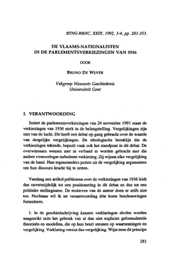 De Vlaams-Nationalisten in De Parlementsverkiezingen Van 1936