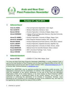 Arab and Near East Plant Protection Newsletter