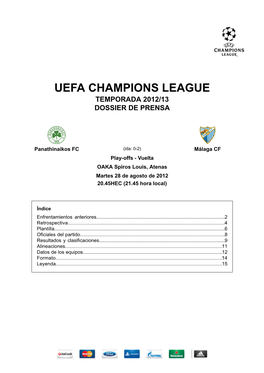 Uefa Champions League Temporada 2012/13 Dossier De Prensa