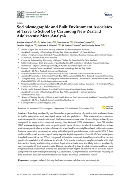 Sociodemographic and Built Environment Associates of Travel to School by Car Among New Zealand Adolescents: Meta-Analysis