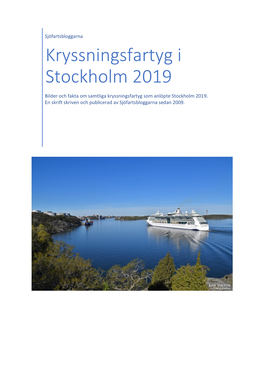 Kryssningsfartyg I Stockholm 2019