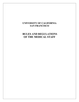 Rules and Regulations of the Medical Staff