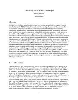 Comparing NEO Search Telescopes
