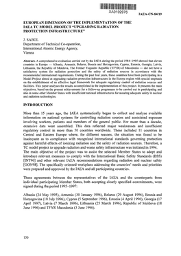 European Dimension of the Implementation of the Iaea Tc Model Project "Upgrading Radiation Protection Infrastructure"