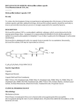 DICLOXACILLIN SODIUM- Dicloxacillin Sodium Capsule Teva Pharmaceuticals USA, Inc