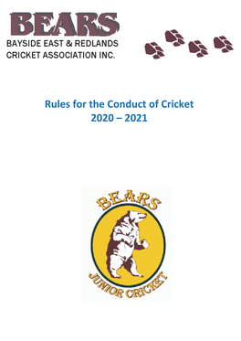 Rules for the Conduct of Cricket 2020 – 2021