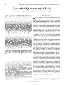 Synthesis of Quantum-Logic Circuits Vivek V