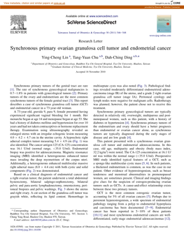 Synchronous Primary Ovarian Granulosa Cell Tumor and Endometrial Cancer