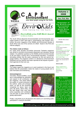 CAPE Environment Newsletter, Volume 1 English Pdf 330.53 KB
