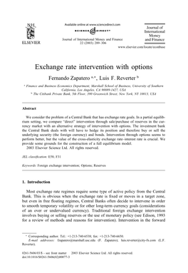 Exchange Rate Intervention with Options Fernando Zapatero A,∗, Luis F