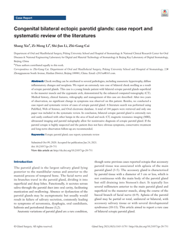 Congenital Bilateral Ectopic Parotid Glands: Case Report and Systematic Review of the Literatures