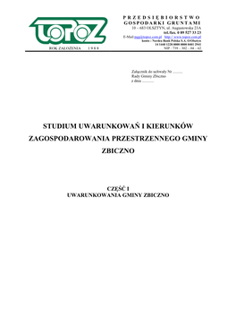 Studium Uwarunkowań I Kierunków Zagospodarowania Przestrzennego Gminy Zbiczno