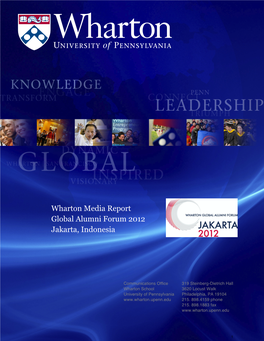 Wharton Media Report Global Alumni Forum 2012 Jakarta, Indonesia