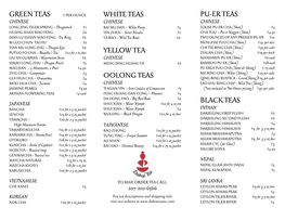 Green Teas White Teas Yellow Tea Oolong Teas Pu-Er Teas