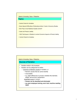 ١ Topics: Sources of Variation