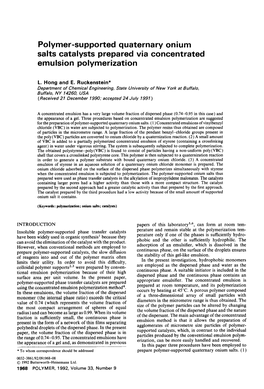 Polymer-Supported Quaternary Onium Salts Catalysts Prepared Via Concentrated Emulsion Polymerization