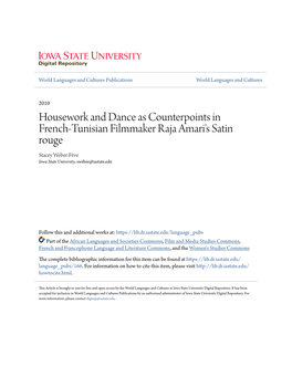 Housework and Dance As Counterpoints in French-Tunisian Filmmaker Raja Amari's Satin Rouge Stacey Weber-Fève Iowa State University, Sweber@Iastate.Edu